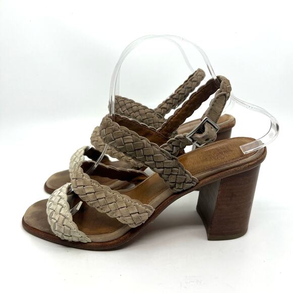 FRYE Amy Braided Leather Block Heeled Sandals Women's 9 US - Picture 2 of 9